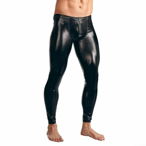 Legging contemporain pour homme en cuir PU avec poche pratique zippée pour événements (XL Noir)