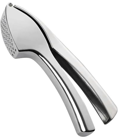 YCSONLY Premium Garlic Press, 5-in-1 Stainless Steel Garlic Crusher, No Need to Peel, Effortless One-Hand Operation, Rust Proof, Dishwasher Safe