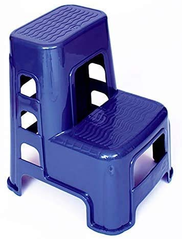 LISHEUK Taburete Doble para Exteriores, Escalera Alta o Baja de Dos peldaños, Silla con reposapiés, Azul