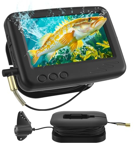 Unterwasserkamera Angeln, Fish Finder Kamera mit 4.3 Zoll IPS Display und 20m Kabel,Weitwinkel-Infrarot-Nachtsicht, IP65 wasserdicht, für Meeres-, See-, Fluss- und Eisangeln