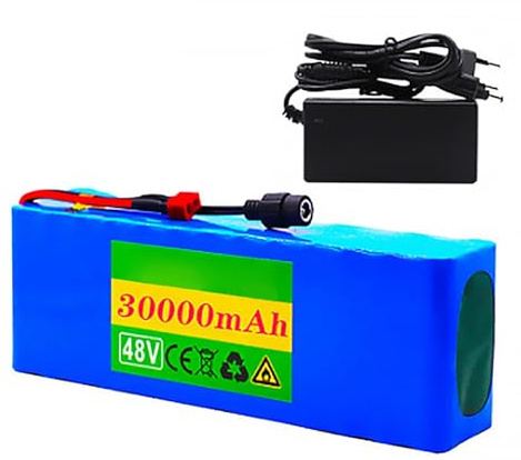 Batería de litio de 48 V y 30 Ah, recargable para kits de motor de 50 W a 500 W, integrada con BMS y cargador. 48V 30Ah,T+DC