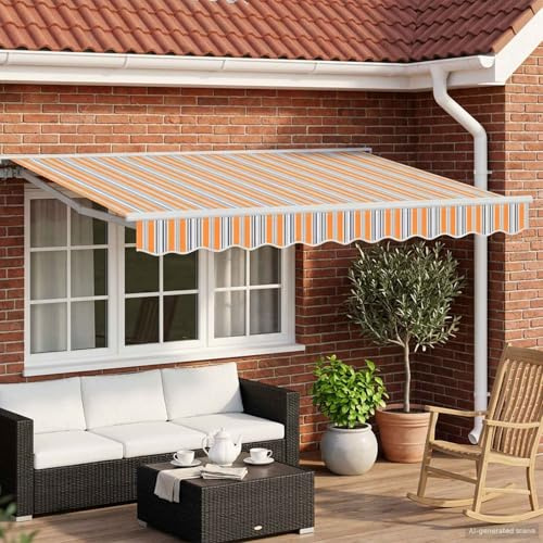 Tenda da sole elettrica estensibile arancione, grigio, blu, bianco con manovella manuale e telecomando, struttura a semicassetta in poliestere con rivestimento in PU e verniciato a polvere