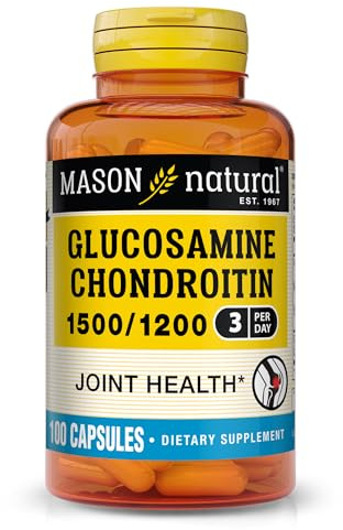 MASON NATURAL Glucosamine Chondroitin 1500/1200 with Vitamin C, Supports Joint Health for Normal Flexibility & Mobility*, 100 Capsules, 1 Month Supply