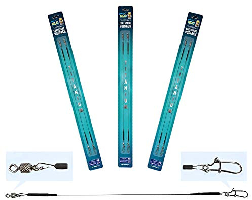 Titanium Vorfach Sortiment Stahlvorfach Set Raubfisch Verschiedene Längen (8 STK - Tragkraft 10,5 kg)