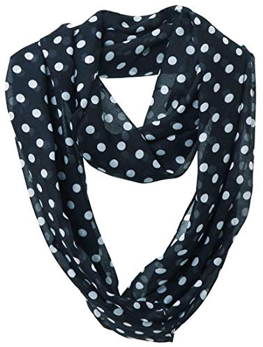 Lerben® Dam retro mjuk chiffongögla oändlig scarf våg snood wrap halsdukar (prick-svart), Prick-svart, en storlek