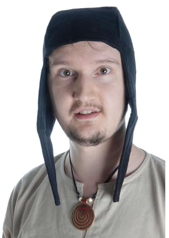 HEMAD Mittelalter Haube Karamphi aus Wollfilz Braun, Schwarz, Grün, Rot, Beige M,L,XL Gewandung LARP