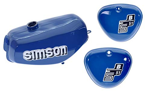 Tank Set mit Seitendeckel S51 S70 MediumBlue, versiegelt, Simson