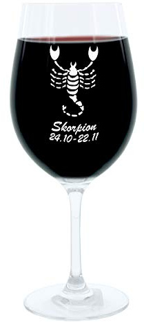 Leonardo Weinglas 400 ml, Motivglas, Sternzeichen Skorpion, Geschenk, Stimmungsglas mit Gravur, Moodglas, 22 cm
