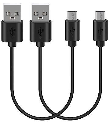 GEEKRIA USB Short Charger Cable Compatible with Bose QC35 II, QC35, QC25, SoundLink, Sport Earbuds, USB to Micro-USB Replacement Power Charging Cord (1ft / 30cm 2 Pack)