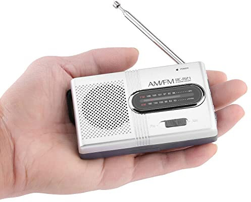 LondonExpress Portable Mini Pocket Travel AM FM Radio Battery Powered Built-in Speaker Stereo Close to Credit Card Size, Small Light-Weight and Portable Radio With Headphone Jack