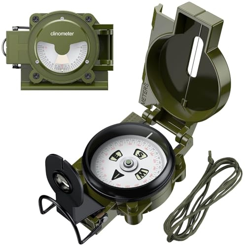 Anbte Compass Navigation with Clinometer, Strong Magnetic Intensity 3000 Gauss Waterproof Hand Held Compasses with Fluorescent Scale Carry Bag, for Camping Survival Backpacking Boating Hiking（Black)