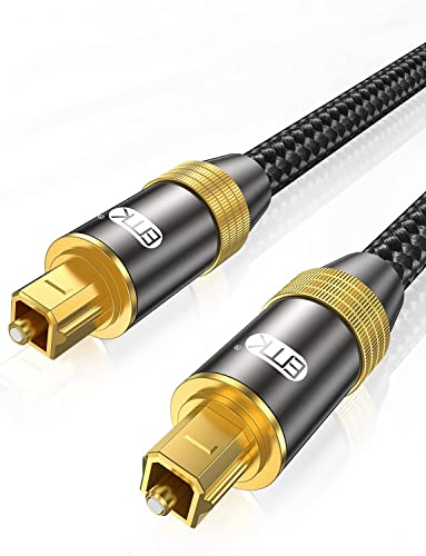 EMK Digital Optical Audio Cable Toslink Cables TOSLINK to SPDIF Male to Male Fiber Optic 24k Gold-Plated Optical Cable for Soundbar to TV, Amplifier, DVD, Speaker (2m)