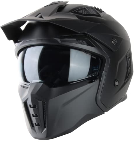 VINZ Kioto Casco Jet con Visera Solar | Casco Streetfighter para Scooter & Moto & Vespa | ECE 22.06 Homologado | En Tamaño XS - XXL | para Hombre y Mujer - Negro Mate