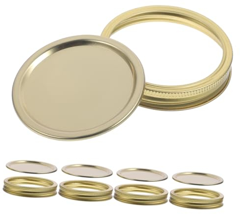 Milisten Jar Canning Lids Set of 5 Tinplate Lid and Ring Airtight Wide Mouth Caps for Food Tea Condiments