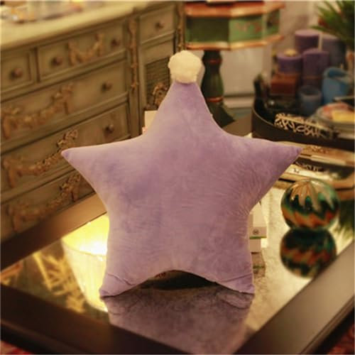 EXQUILEG Kuschel Stern Mond Kissen für Kinder - Flauschiges Mond Sternkissen, Plüsch Kissen Dekokissen für Kinderzimmer Schlafzimmer Deko 45cm (Lila Stern)