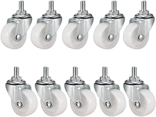XYWHPGV 1,5-Zoll-Lenkrollen PP 360-Grad-Gewinde-Lenkrolle M8 x 15 mm, 44 lb Kapazität pro Rad, Packung mit 10(473f1 587a9 88923 9b193 0041f 97852