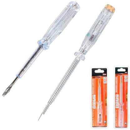 Cacciavite Cercafase Reversibile, Giravite Tester con Fascia di Misurazione 100V A 500V, Tester di Tensione con Indicatore LED (Kit 2 Pezzi 14cm + 19cm)