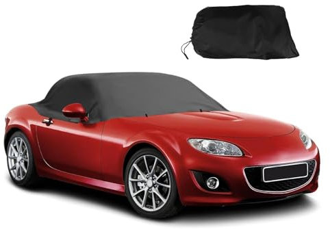 Half Car Cover for Mazda MX-5 NA NB 1989-2005, 300D Waterproof Car Top Cover for Mazda MX-5 MK1 MK2 MK2.5, Outdoor Sun Snow Rain Dust UV All Weather Protection