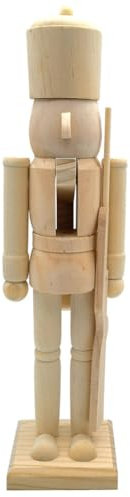 Surakey Casse- Noisette en Bois 38cm Figurines De Soldat de Noël Jouets en Bois Bricolage Graffiti Casse-Noisette en Bois Naturel Décorations pour Noël Étagères Tables Décoration, Type 1