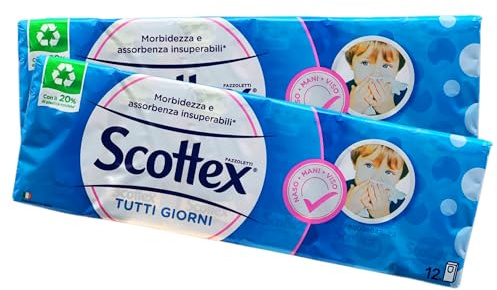 Fazzoletti TUTTI I GIORNI, Morbidezza e Assorbenza Insuperabili (Confezione Da 12 Pacchetti) (2 Confezioni)