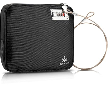 KOSMCCO Anti-Diebstahl-Strandtasche, 22,9 x 19,1 cm, tragbar, für die Sicherung Ihrer Wertsachen und Ihres Telefons, Schwarz