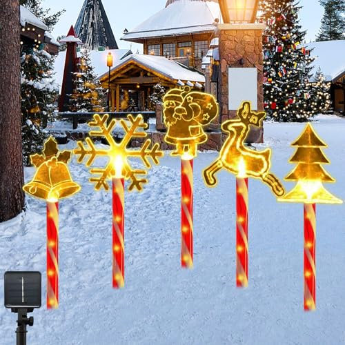 Lets Joy LED Weihnachtsbeleuchtung, 5 Stück Weihnachtsbeleuchtung Acryl, Weihnachten Solarlampen für Außen, Außenbeleuchtung Weihnachten, Solarleuchten Garten im Freien Weihnachtsdeko