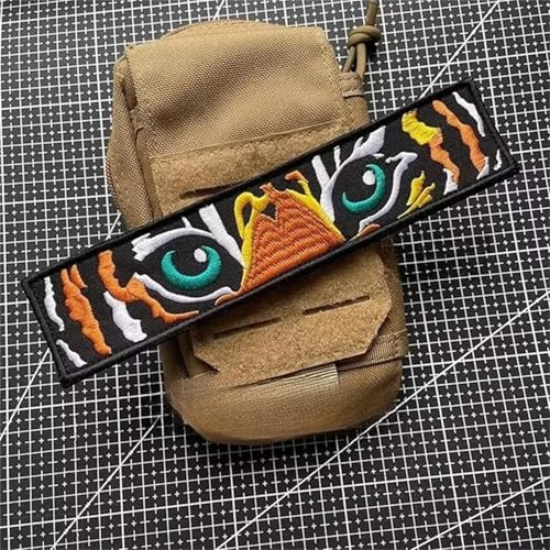 Tiger Auge Patches Klett Lustig, Klett Patch Aufnäher Patches DIY Gestickter Patch für Biker Motorrad Kleidung Jeans Jacken Rucksack Weste (0019)