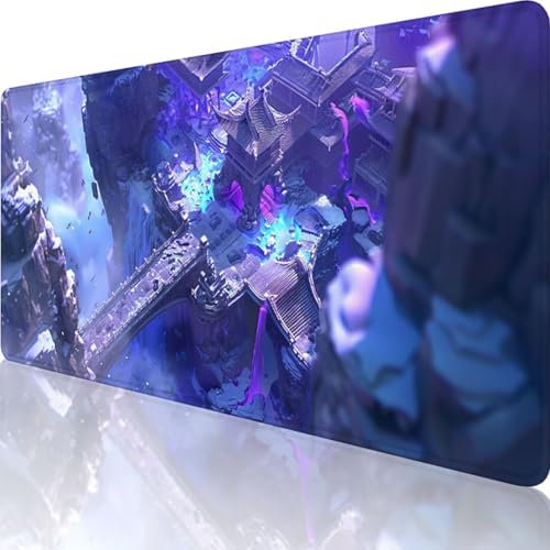 Lila Mauspad XXL 600x300 mm, Erweiterte Groß Mousepad Abstrakt, Wasserfest Schreibtischunterlage Vernähte Kanten Design, Mouse Pad mit Rutschfeste Gummibasis für Pc Büro Deko, Geschenke für männer 3-Z