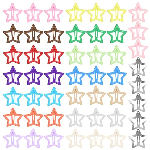 50 fermagli per capelli a forma di stella, per ragazze, antiscivolo, colorati, stile kawaii, fermagli per capelli in metallo, accessori per capelli a forma di stella, per donne e ragazze