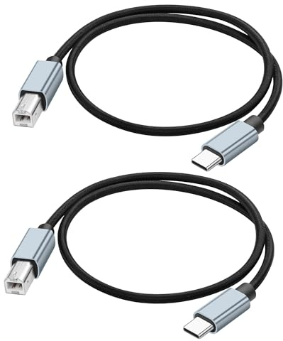 JSADZKJ USB C zu USB B Druckerkabel Typ B zu Typ C 2.0 Verlängerungskabel Hochgeschwindigkeits-USB 2.0 Typ B männlich MIDI-Schnittstellenkabel für Drucker,Faxgerät,Midi Keyboard,0.5M/1.65Ft