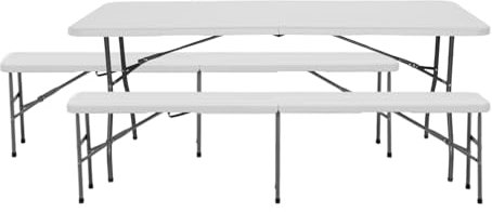 O91 Conjunto Plegable Mesa con 2 Bancos de 180cm Catering