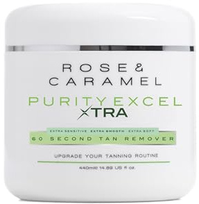 Rose & Caramel Purity Excel Xtra 60 Second Tan Remover 440ml | Part of the Marie Claire award-winning Excel range. Gentle for sensitive skin, smooth formula, vegan & cruelty-free.