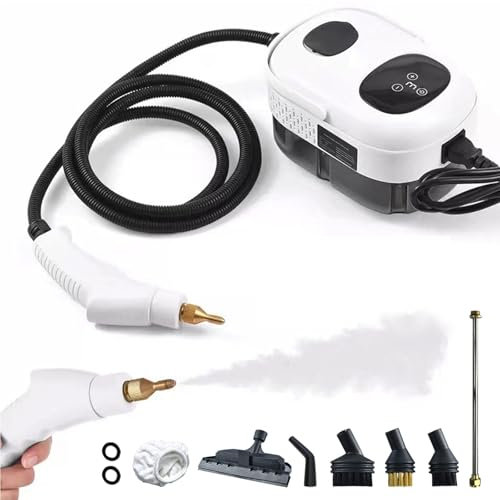 Handheld Steam Cleaner with 7 Accessories | 1100ml Water Tank | 15s Steam Spray | 6-Level Temp Adjustment | 212℉/3Bar High-Temperature Pressurized Steam Cleaner for Kitchen, Bathroom, Window,White