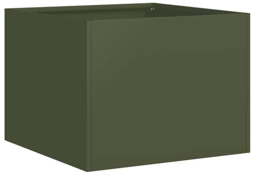 vidaXL Jardinera Acero Verde Oliva 40x40x30 cm, macetero, Soporte para Plantas, lecho Elevado, Soporte para jardineras, Bandeja para Plantas