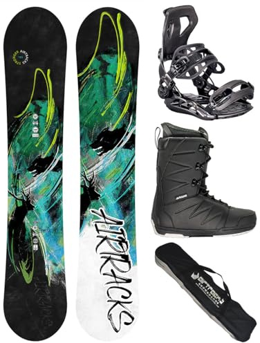 Airtracks Snowboard Set - Stronger Snowboard Wide Flat Zero Rocker + Bindung Master Fastec MULTIENTRY + Boots + SB Bag 156 159 163 165 cm