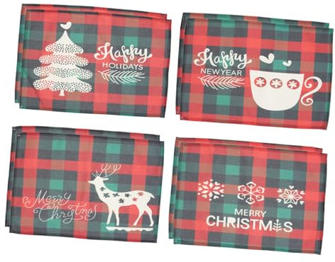 Amosfun 16pcs Table Protection Pads Christmas Placemats Mats Insulation Festive Decor