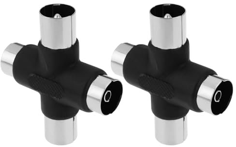 YINETTECH 2PCS Antenna Distributor Four-Way TV Receiver 9.5mm Male to 9.5mm Female 35x39.9mm Coax Cable Distributor Splitter