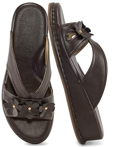 Ecetana Sandals for Women Wedge Slides Dressy Summer Comfortable Memory Foam Slip on Casual Platform Shoes