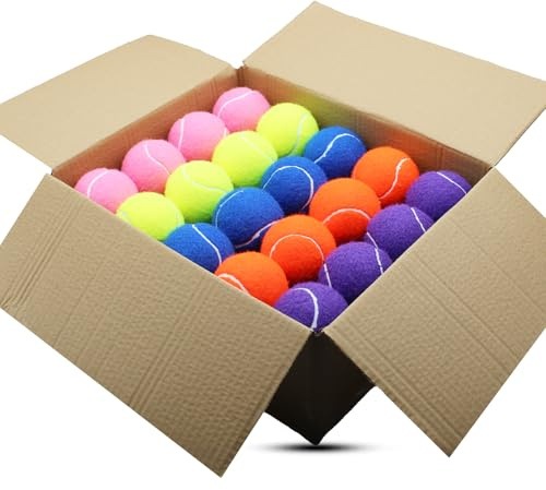 SHYUJAJIE Tennis Balls, 40 Pack Training Tennis Balls,High Elasticity Practice Tennis for Beginner, Exercise Playing Balls for Pet Dog (Multicolor)