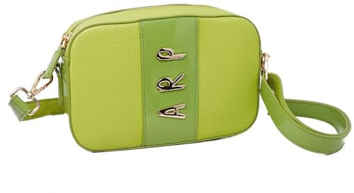 Agatha Ruiz de la Prada Bolso Bandolera verde lima cierre cremallera asa regulable detalle charol