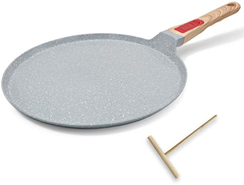 RANX INGST Poêle à Crêpes en Céramique 30 cm - Crêpière avec Poignée Amovible - Tous Feux dont Induction