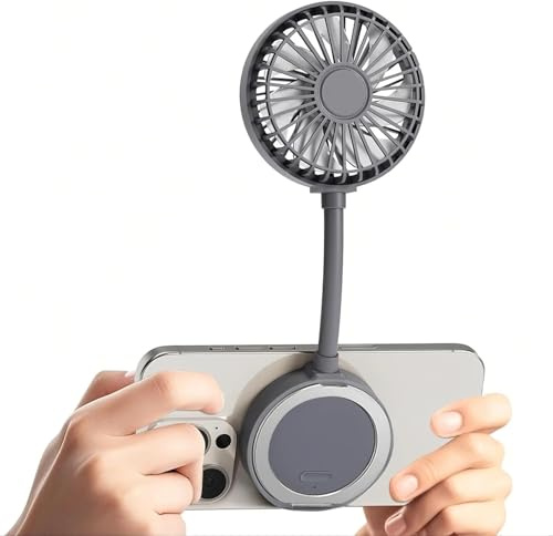 Hoerrye Mini Portable Fan Handheld - Rechargeable Battery, Compatible with MagSafe, 3 Speed Adjustments with Ring Holder USB Small Desk Fan for iPhone 16/15/14/13 Pro Max, Black