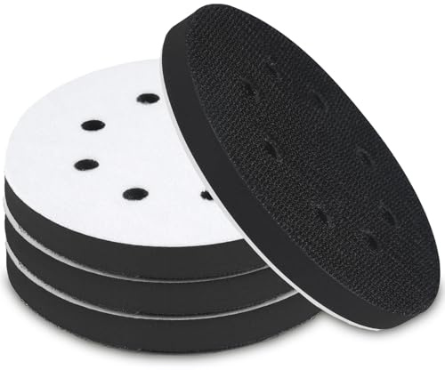 Mkobon 4 Pack 5 Inch 8 Holes Foam Sanding Pads, Soft Density Interface Pad, Hook and Loop Sponge Cushion Buffer Backing Pad for Orbital Sander