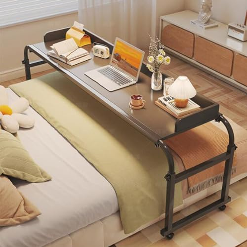 Tavolo da letto regolabile con ruote, altezza e lunghezza regolabili, multifunzione, per postazione di lavoro in piedi, versatile tavolo per computer a croce per casa e ufficio