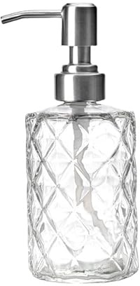 350ml Klar Glas Seifenspender mit Edelstahlpumpe, nachfüllbare Flüssigflasche für Handseife, Lotion, Duschgel, moderner Bauernhaus-Dekor-Spülmittelspender für das Badezimmer, Küchenspülen Dekor