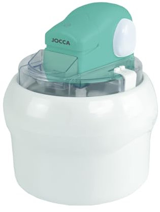 JOCCA - Máquina para hacer helados 700ml | Ice Cream Maker con bol refrigerante | Helado casero en 30 min | Motor extraíble | Fácil de usar y limpiar | Diseño blanco y turquesa