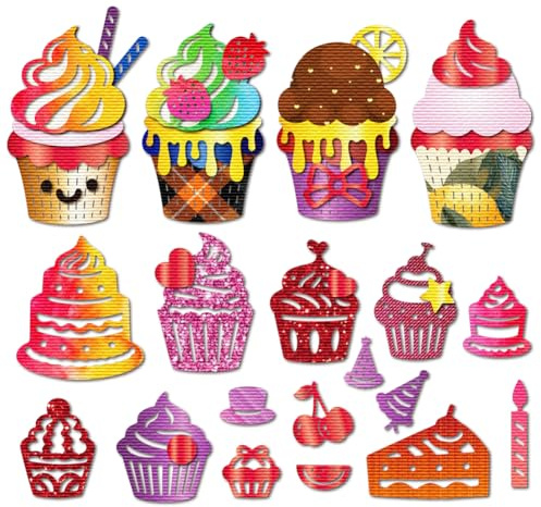 MAYJOYDIY Birthday Cupcake Metal Cutting Dies, Cakes Candles Die Cuts Embossing Stencils for DIY Scrapbooking Photo Album Decorative Embossing Paper Card Craft Decor