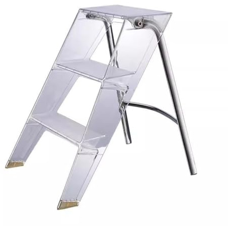 Scala a gradini in acrilico trasparente, sgabello pieghevole a 3 gradini per adulti, leggero e moderno, elegante armadio nizer per casa e ufficio, 52 x 44 x 63 cm