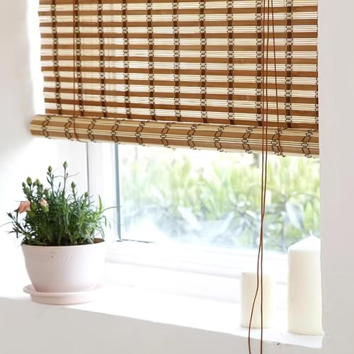 Tenda a rullo in bambù Naturale Traspirante per interni,esterno per Finestre/Cancello/Giardino/Veranda Tapparella avvolgibile Cortina Veneziane Oscurante