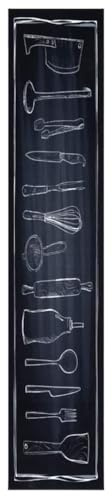 vidaXL Tappeto in Velluto per Cucina, 60 x 300 cm, con Design Geometrico Nero e Bianco. È Morbido, ha Una Base Antiscivolo ed è Lavabile in Lavatrice. Perfetto per Uso Interno, Offre Un Comfort extr